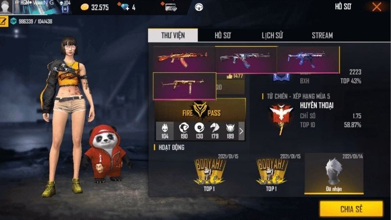 Giá Mua Acc VIP Free Fire Theo Skin, Pet, Vũ Khí
