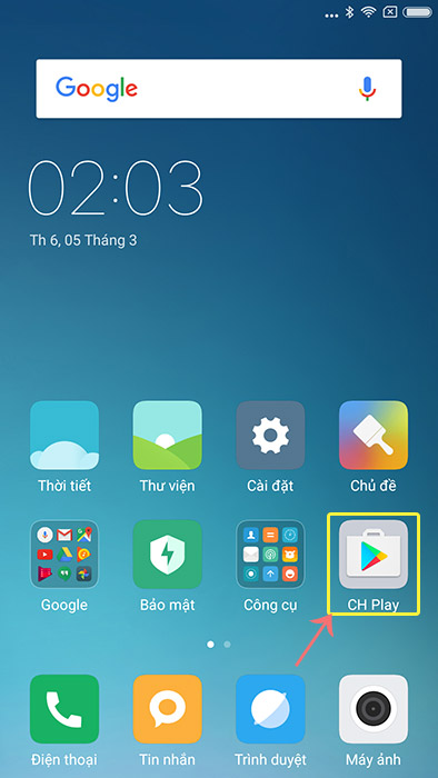 Mở CH Play trên điện thoại