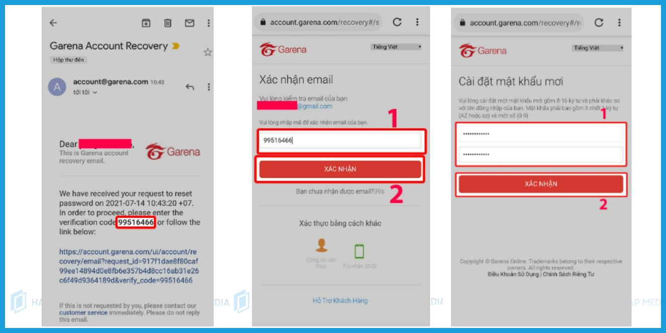 Hướng dẫn lấy lại mật khẩu Garena bằng Email / Gmail
