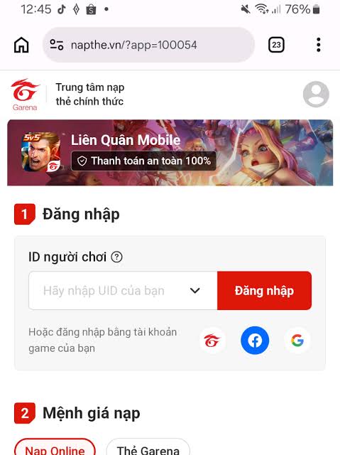 Bảng giá quy đổi Quân Huy Liên Quân mới nhất